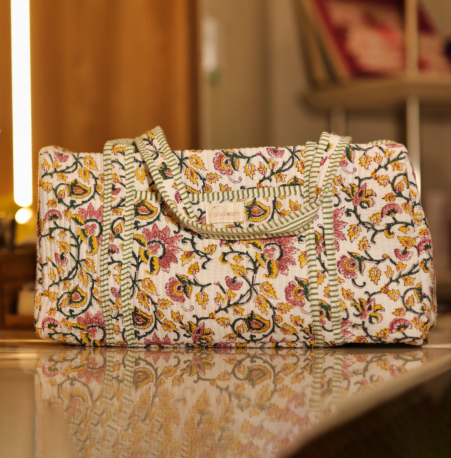 Handcrafted block-printed shopping Duffle