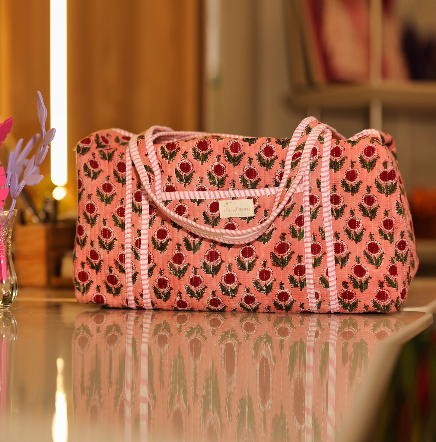 Elegant Ethnic Duffle Bag with Intricate Patterns